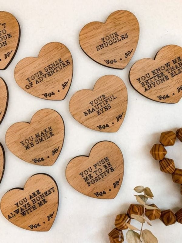 wooden heart discs