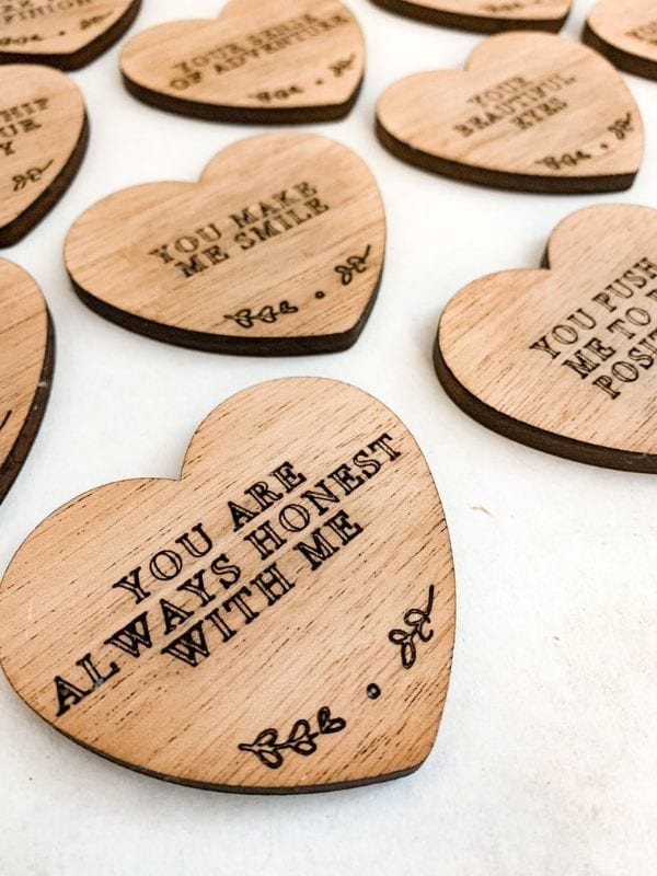 wooden heart discs