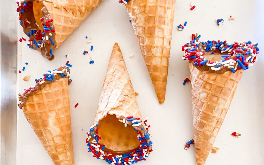 4th of July Chocolate Dipped Ice Cream Cones