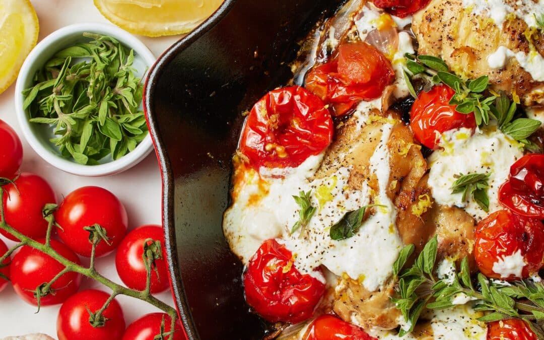 Easy Weeknight Meal: Roasted Chicken Thighs with Tomatoes and Feta